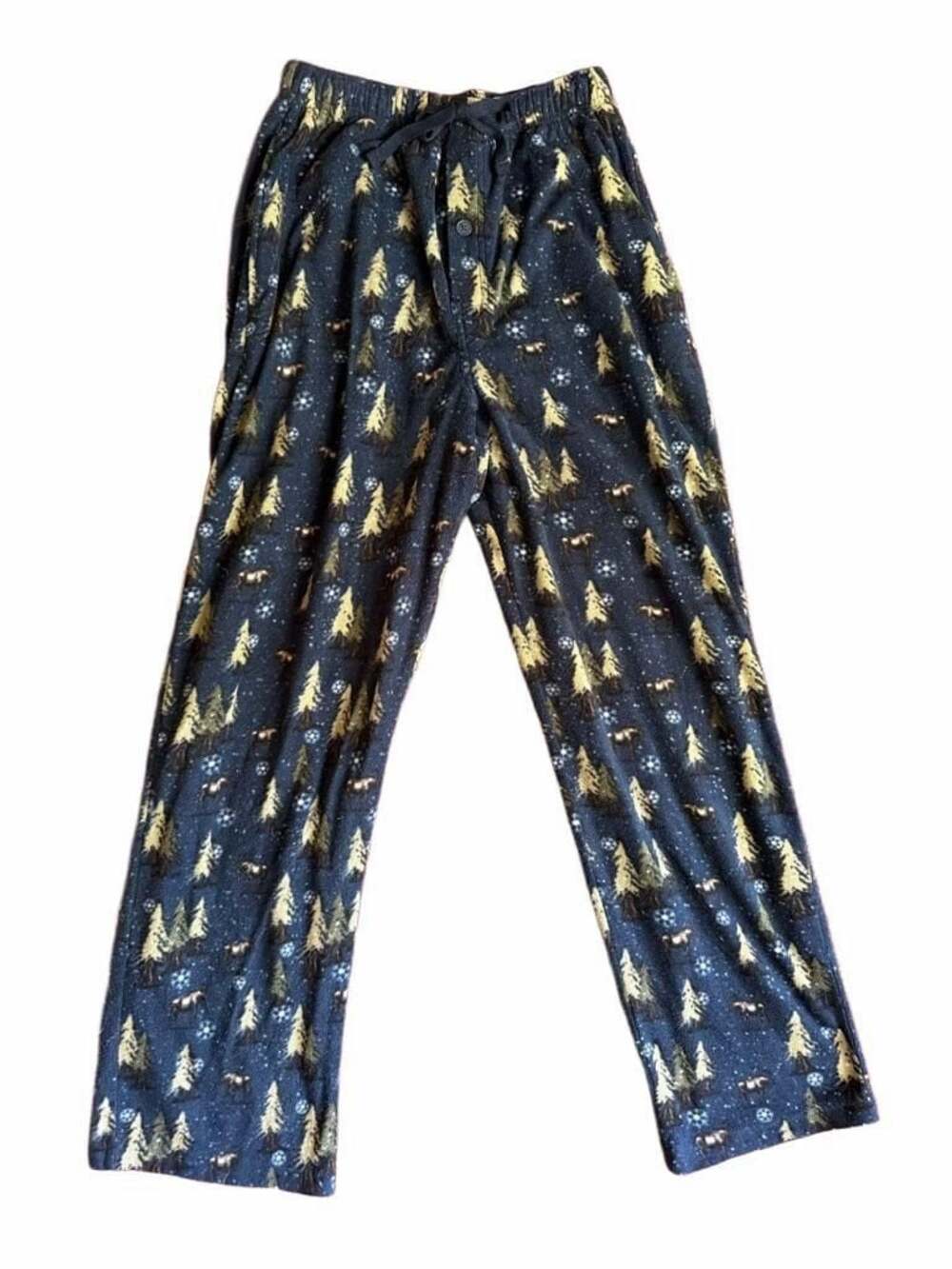 Faded Glory Fleece Pajama Pants Navy Tree Print Size S